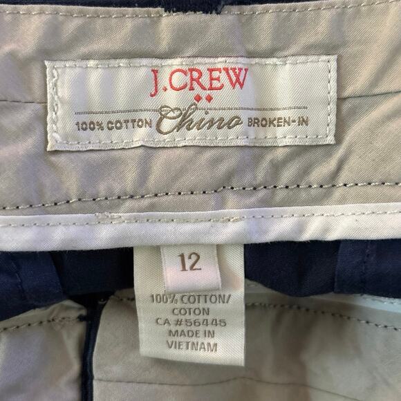 J Crew Size 12 Chino Shorts 100% Cotton Broken In Navy Blue Preppy 5” Inseam - Picture 3 of 4
